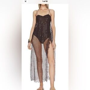Free People Smoke & Mirrors  Chocolate Bodysuit Swimsuit